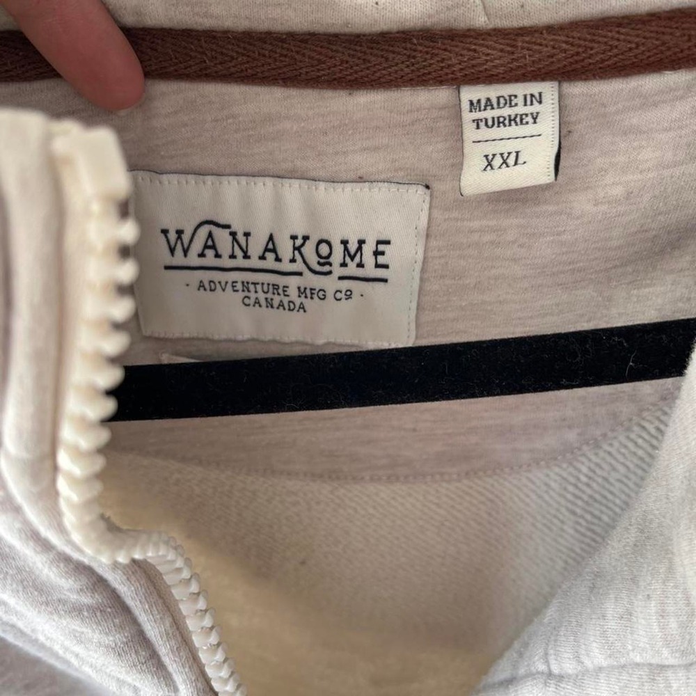 Wanakome Heather Gray Zip Hoodie Gorpcore Outdoor Cozy Logo Patch Men's XXL - Picture 2 of 8